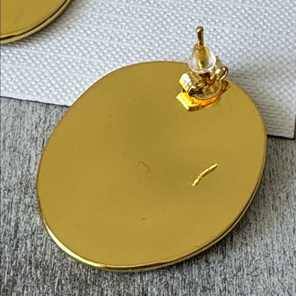 Argento Vivo Waverly Gold Plated Brass Statement Oval Earrings - Picture 6 of 7